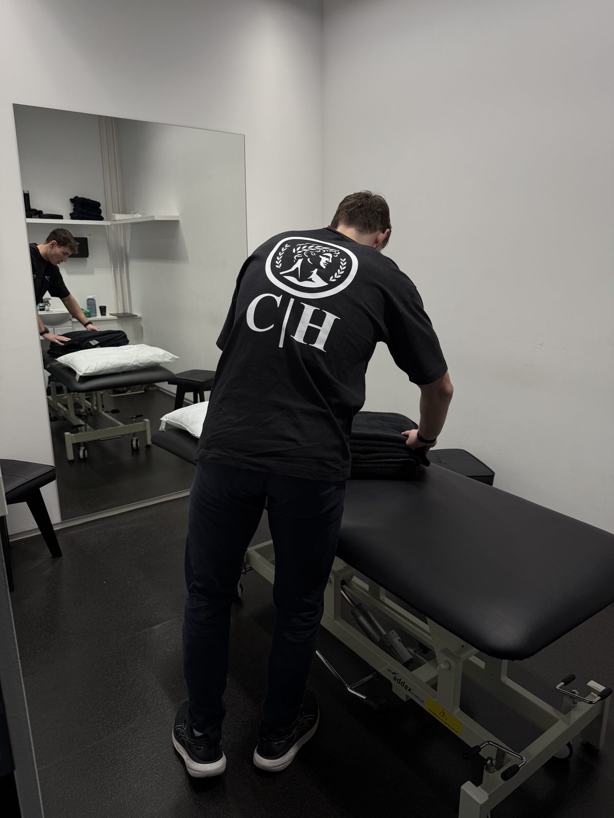 On-site treatment room: Our clinic space set up for the day's appointments